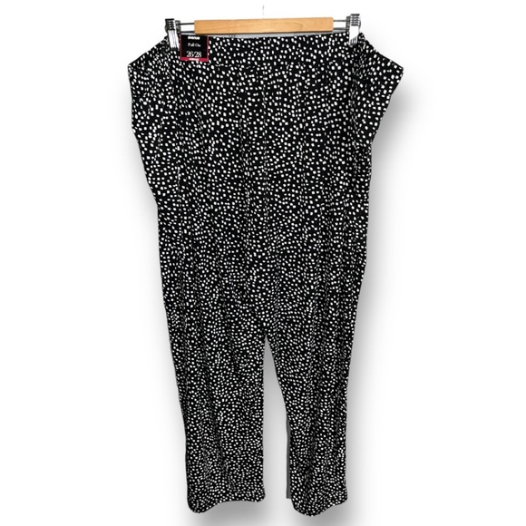 AVENUE Super Stretch Abstract Polka Dot Black White Pull On Ankle Pants 26 28 - Picture 3 of 8